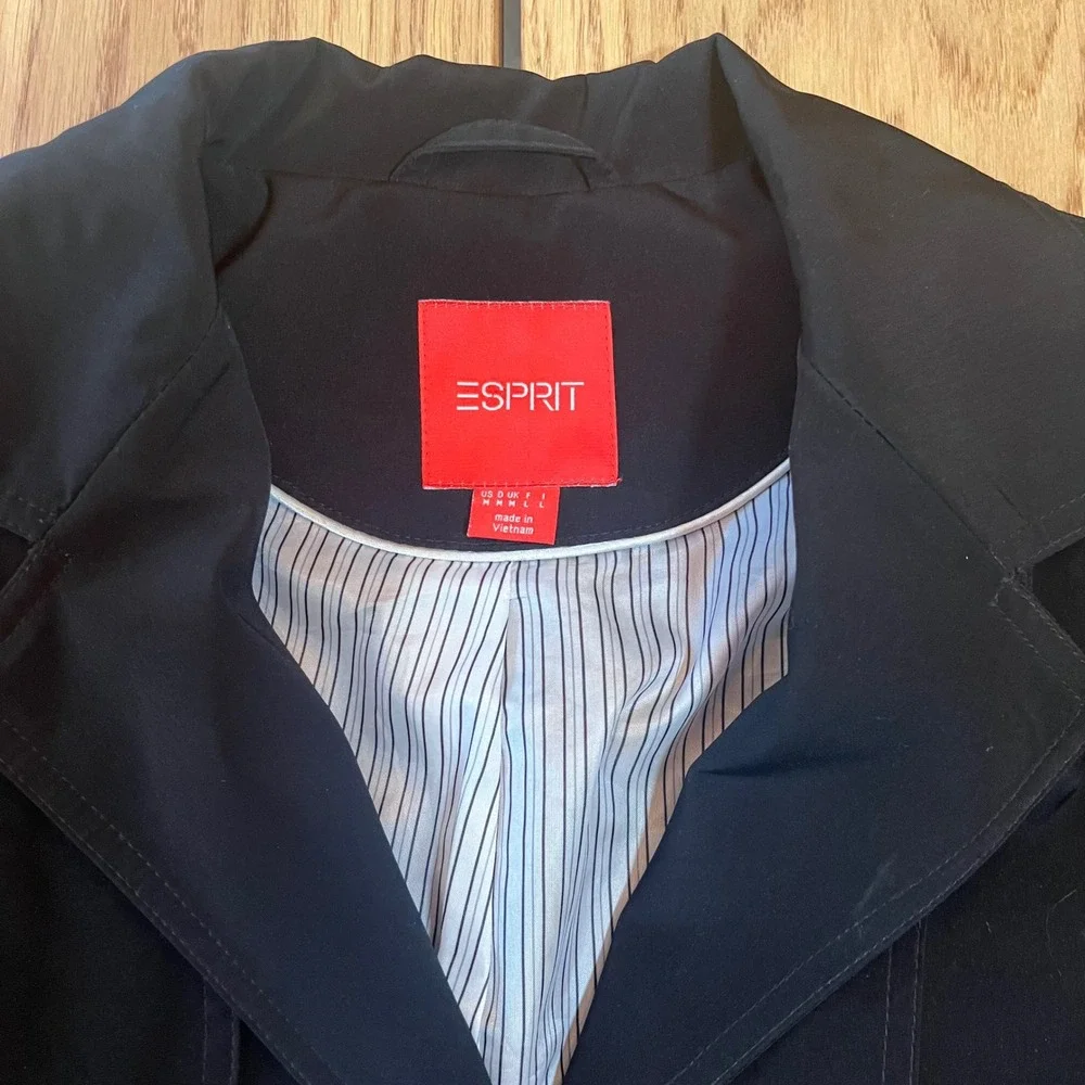 Esprit Belted Trench Jacket Women Medium‎ Black Classic